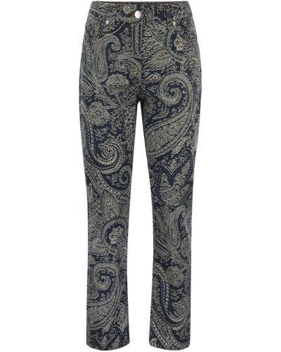 Etro Pailsey-Patterned Jeans - Gray