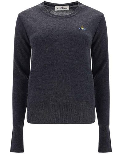 Vivienne Westwood Orb Embroidered Knitted Sweater - Blue