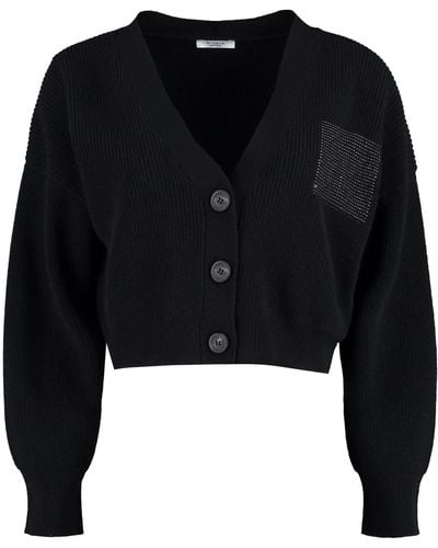 Peserico Wool And Cashmere Cardigan - Black