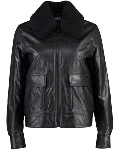 A.P.C. Tina Vegan Leather Jacket - Black