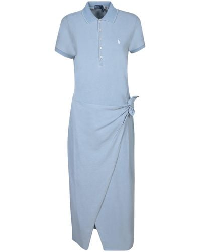 Polo Ralph Lauren Light Midi Stretch Mesh Dress By - Blue