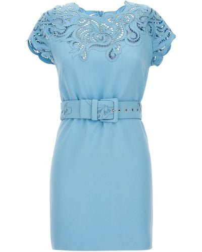 Ermanno Scervino Viscose Blend Dress With Lace Detail - Blue