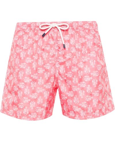 Fedeli Swim Shorts With Lobster Pattern - Pink