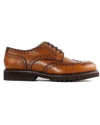 BERWICK  1707 Brown Leather Derby Shoes