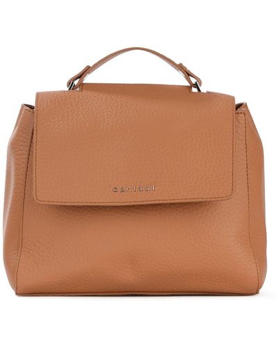 Orciani Sveva Soft Small Leather Handbag - Brown