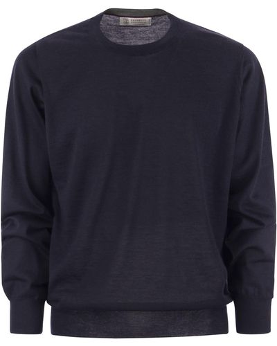 Brunello Cucinelli Lightweight Cashmere And Silk Crew-neck Sweater - Blue