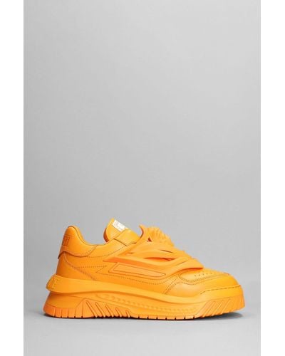 Versace Odissea Trainers In Orange Leather