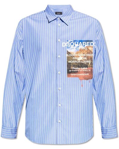 DSquared² Striped Long-Sleeved Shirt - Blue