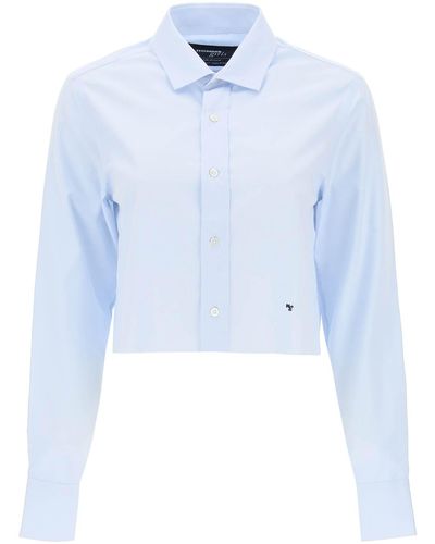 HOMMEGIRLS Cotton Twill Cropped Shirt - Blue