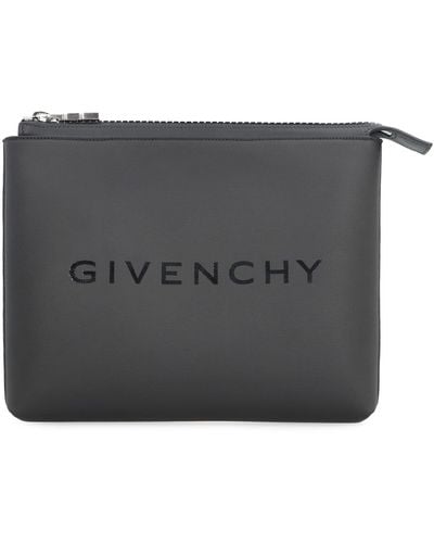 Givenchy Coated Canvas Flat Pouch - Gray
