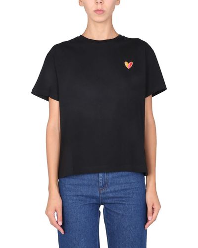 PS by Paul Smith "swirl Heart" Organic Cotton T-shirt - Black