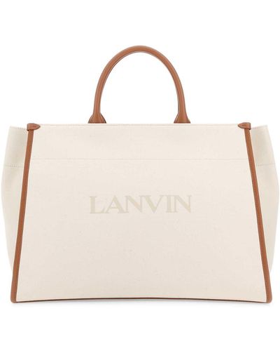 Lanvin Sand Canvas Shopping Bag - Natural