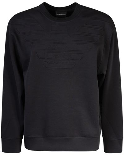Emporio Armani Logo Embroidered Sweatshirt - Black