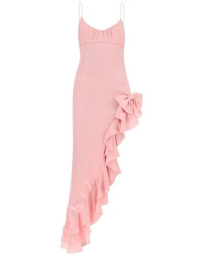 Alessandra Rich Asymmetrical Dress With Frills - Pink