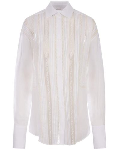 Ermanno Scervino Ramie Shirt With Valenciennes Lace - White