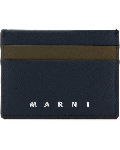 Marni Two-Tone Leather Cardholder - Blue