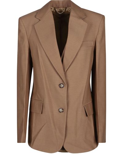 Victoria Beckham Asymetric Double Layer Jacket - Brown