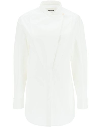 Jil Sander Long-Sleeved Shirt With Plastron - White