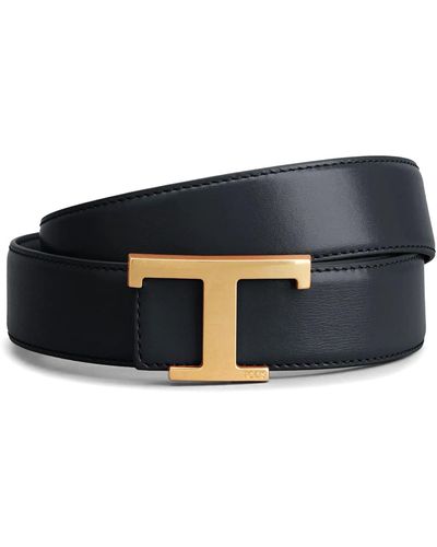 Tod's T Timeless Reversible Belt In Leather - Blue