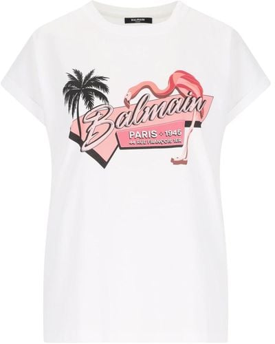 Balmain 'fenicottero Rosa' T-shirt - Pink