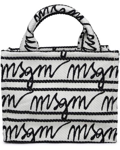MSGM Small 'Tote' Two-Tone Canvas Bag - Black