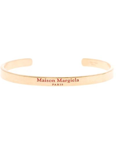 Maison Margiela Gold Colored Silver Bracelet With Engraved Logo - Metallic