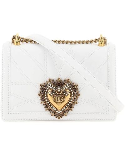 Dolce & Gabbana Medium 'devotion' Bag In Quilted Nappa Leather - White