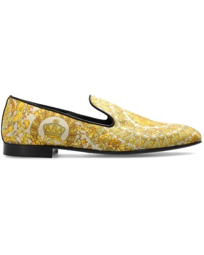 Versace Barocco Printed Slip-On Loafers - Green