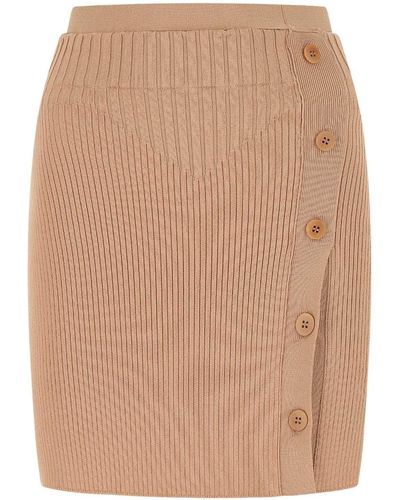 ANDREADAMO Biscuit Stretch Viscose Blend Mini Skirt - Natural