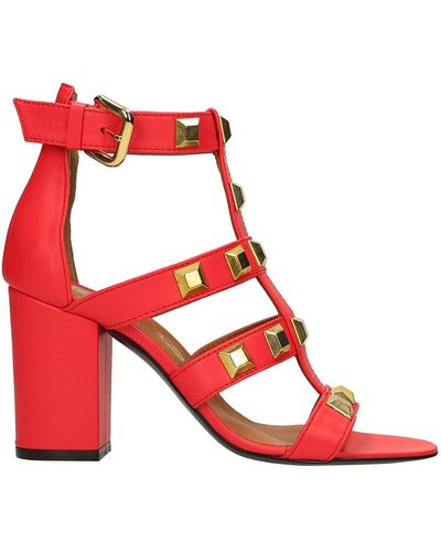 Via Roma 15 Sandals In Leather - Red
