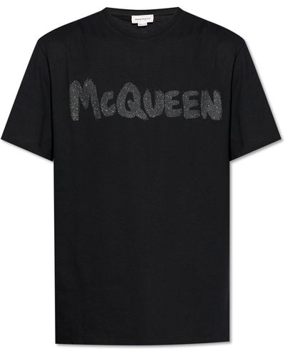Alexander McQueen T-Shirt With Logo - Black