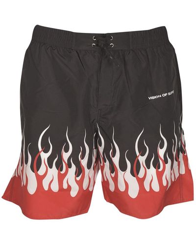 Vision Of Super Short Swim With Red Flame - Black