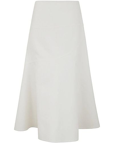 Jil Sander Asymmetric Twill Midi Skirt - White