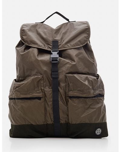 Stone Island Backpack Mussola Gommata Canvas - Brown