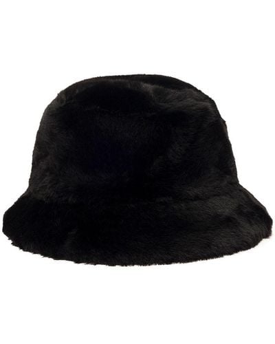 Stand Studio 'vera' Black Hat With Low Brim In Faux Fur Woman