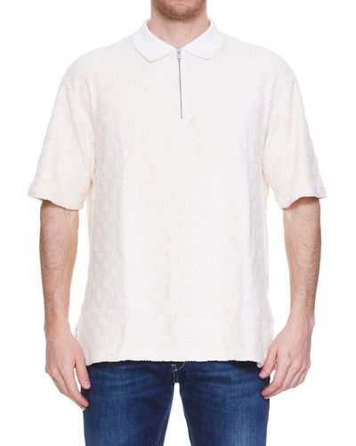 Ambush Monogram Pattern Zipped Polo Shirt - White