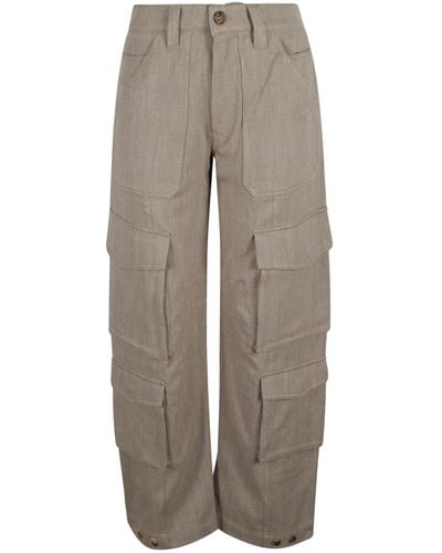 Golden Goose Wide Leg Patterned Cargo Trousers - Grey