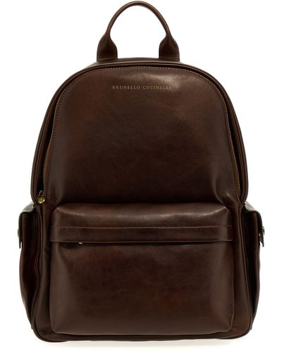 Brunello Cucinelli Leather Backpack Backpacks - Brown