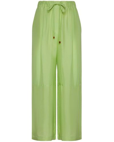 Alysi Drawstring Wide-Leg Trousers - Green