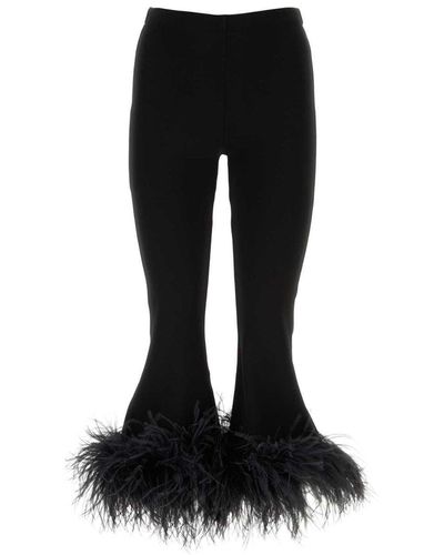 Valentino Feather-Trim Cropped Trousers - Black