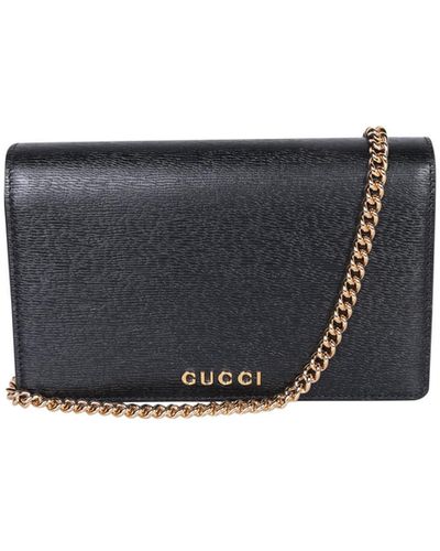 Gucci Logo Shoulder Strap Wallet - Grey