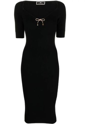 Elisabetta Franchi Wool-blend Midi Dress - Black