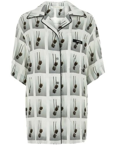 Palm Angels Printed Viscose Pyjama Shirt - White
