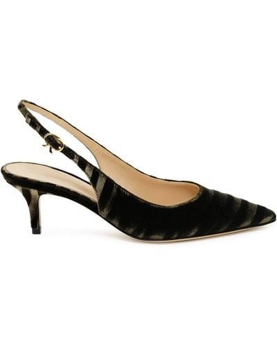 Gianvito Rossi Mink Zebra Print Velvet Court Shoes - Black