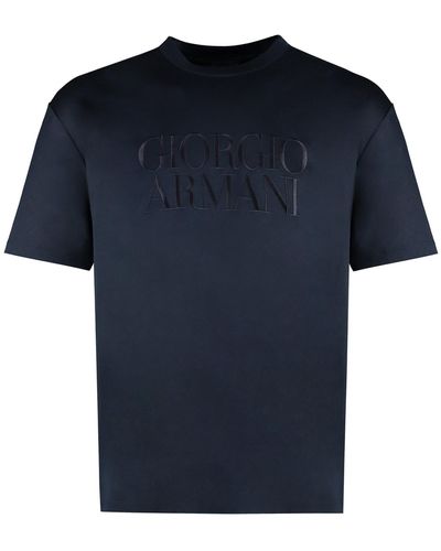 Giorgio Armani Cotton Crew-Neck T-Shirt - Blue