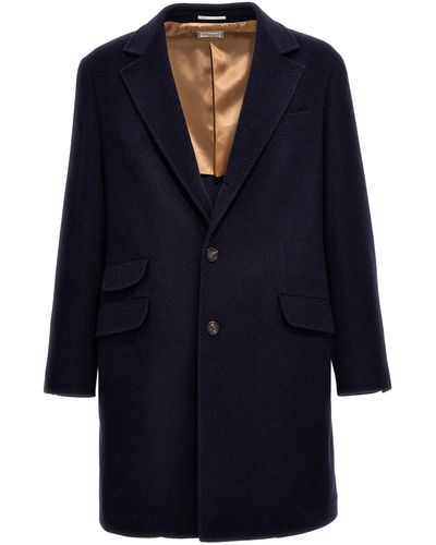 Brunello Cucinelli Single-breasted Cashmere Coat Coats, Trench Coats - Blue