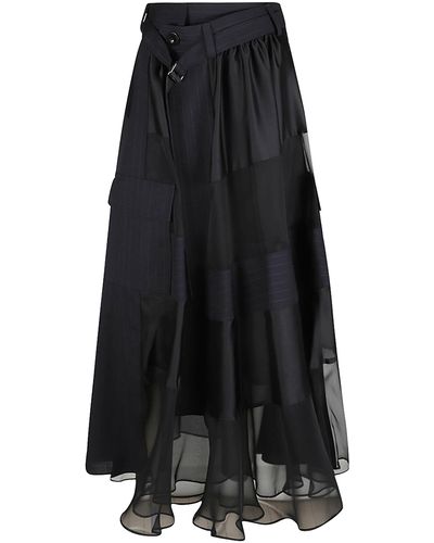 Sacai Belted Long Skirt - Black