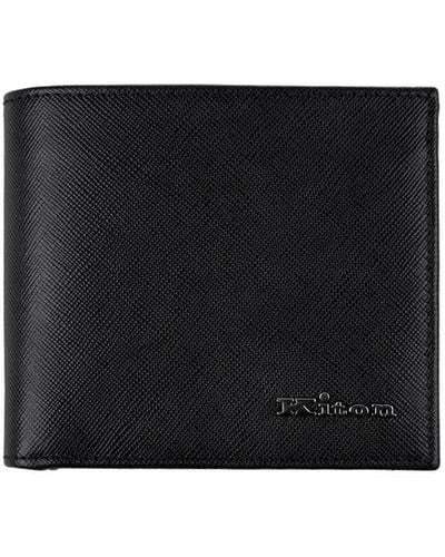 Kiton Leather Wallet With Logo - Black