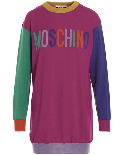 Moschino Colorblock Logo Dress - Purple