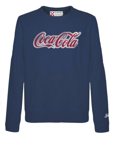 Mc2 Saint Barth Cotton Sweatshirt With Coca-Cola Logo Print Coca Cola Special Edition - Blue